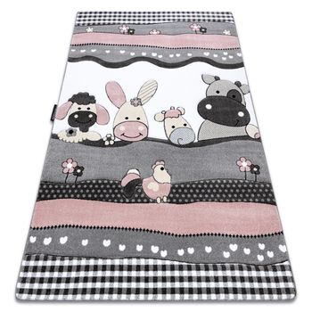 Alfombra Petit Farm Granja Los Animales Rosado 160x220 Cm