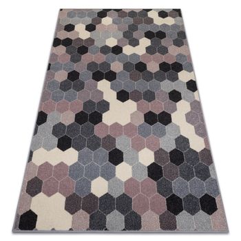 Alfombra Heos 78537 Hexágono Gris/rosa/crema 190x270 Cm