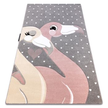 Alfombra Petit Flamingos Flamencos Corazones Gris 180x270 Cm