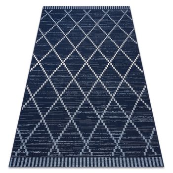 Alfombra De Cuerda Sisal Color 47268/309 Rombos Cuadrados Azul 60x110 Cm