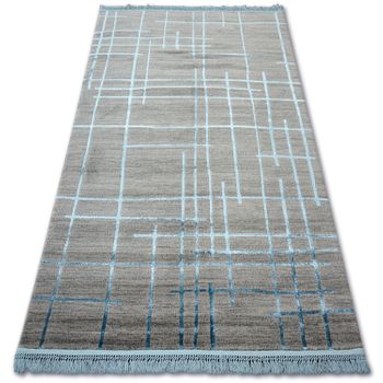 Alfombra Acrílica Manyas 191aa Franjas Gris/azul 80x150 Cm