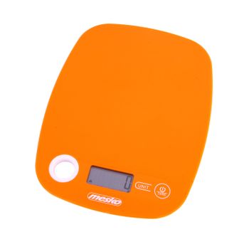 Báscula De Cocina Digital Extraplana, Medición 1gr, Hasta 5 Kg, Lcd, Función Tara, Medición Líquidos Naranja  Mesko Ms3159o