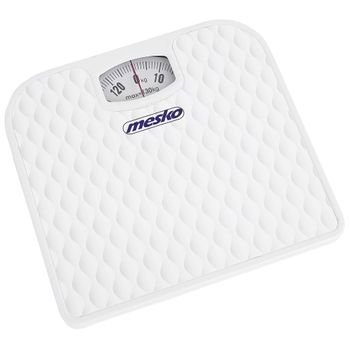 Báscula Analógica De Baño, Precisión, Mecánica, Medición Hasta 130 Kg, Sin Pilas, Fácil Uso Blanco  Mesko Ms8160