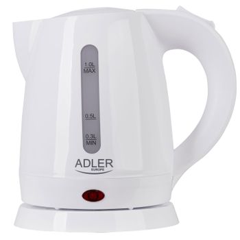 Hervidor Agua Eléctrico, 1 L, Sin Bpa, Resistencia Oculta, Inalámbrico, Apagado Automático Blanco 1600w Adler Ad1272