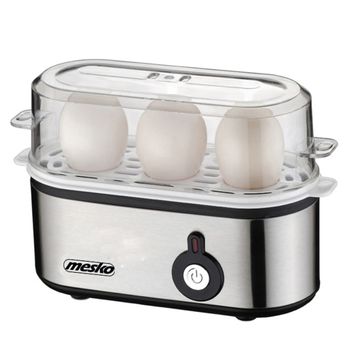 Cuece Huevos Eléctrico, 3 Huevos Cocidos, Ajuste Eléctronico Cocción, Soporte Extraíble, Sin Bpa Plata 350w Mesko Ms 4485