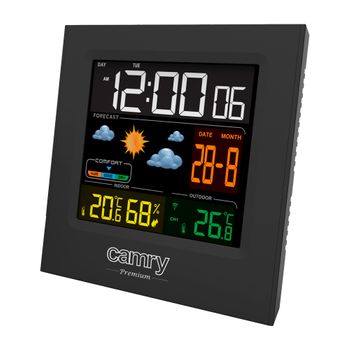 Estación Meteorológica, Temperatura/humedad Interior/exterior, Sensor Exterior, Pronóstico Tiempo Negro  Camry Cr1166