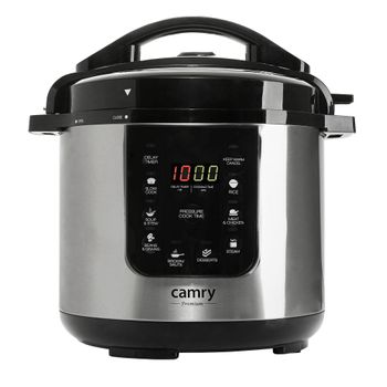 Olla Express Programable, Slow Cooker, 6 L, 8 Funciones Programables, Temporizador, Antiadherente Plata 1500w Camry Cr 6409