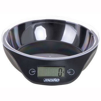 Báscula De Cocina Digital Con Bol, Balanza De Alimentos Alta Precisión, Peso Comida 5 Kg/ 11lb Negro  Mesko Ms3164