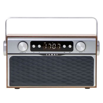 Radio Bluetooth, Retro, Fm, 2 Altavoces 8 W, Mp3, Puerto Usb, Tarjeta Sd, Inalámbrica, Portátil Marrón  Camry Cr1183