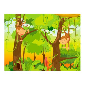 Papel Pintado 3d -  Selva - Monos (250x193 Cm)