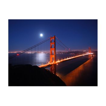 Papel Pintado 3d -  El Puente Golden Gate Por La Noche (350x270 Cm)