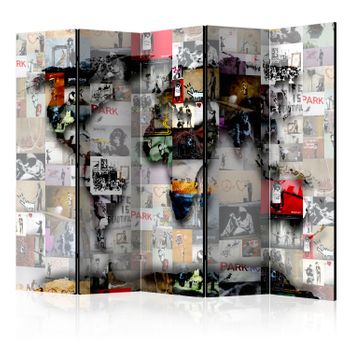Biombo - Room Divider – World Map – Banksy (225x172 Cm)