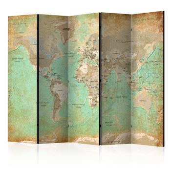 Biombo - Turquoise World Map   (225x172 Cm)