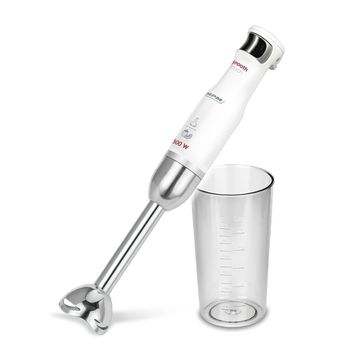 Batidora De Mano Desmontable, Brazo Y Cuchillas De Acero Inoxidable, Función Smooth Touch, Vaso 700 Ml Blanco/gris 500w Mpm Mbl-27