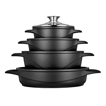 Berlinger Haus Black Rose Batería Cocina Inducción 10 Piezas, Antiadherente  Mármol Sin Pfoa, Aluminio, Set 3 Cazuelas 20 24 28cm, 3 Tapas Cristal, 4  Utensilios, Diseño Moderno, Vitrocerámica, Gas