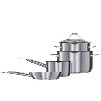 Maestro Mr-2020-6m Batería De Cocina Acero Inoxidable, 6 Piezas, Inducción,  3 Cacerolas, 3 Tapas De Cristal, Apta Para Todo Tipo De Cocinas, Apta