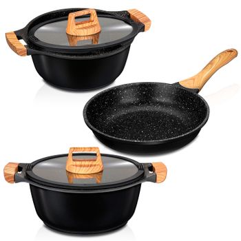 Set 4 Utensilios Cocina, Madera Haya Alta Calidad y Nylon, Resistente Altas  Temperaturas 210ºC, No Rayan, Smile, Negro, , SAK-3