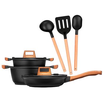 Batería Cocina 20-26-28 Cm, Inducción Mango Desmontable, Cazo Sartén,  Antiadherente Sin Pfoa Negro Magefesa K2 Cristal con Ofertas en Carrefour