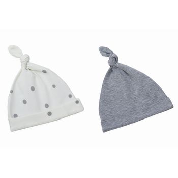 Pack 2 Gorros Para Bebés Recién Nacidos 0-2 M Grey Dots-melange Light Grey