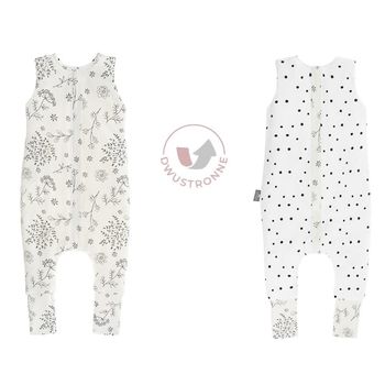 Saco De Dormir Con Pies Reversible T-s Jersey Algodón Black Dots