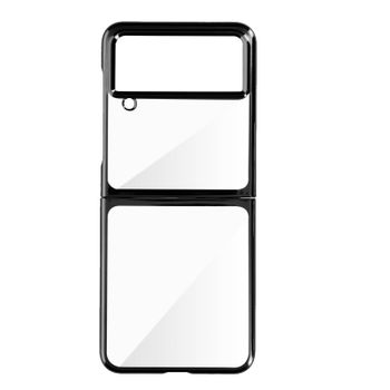Carcasa Samsung Z Flip 4 Rígido Dorso Transparente Borde Negro Cromado Forcell