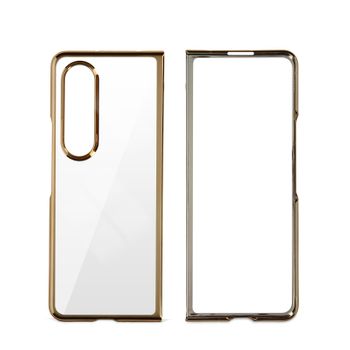 Carcasa Samsung Z Fold 4 Rígido Dorso Transparente Borde Rosado Cromado Forcell