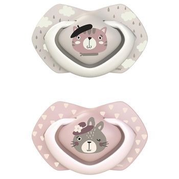 Pack Chupetes Silicona Bonjour Paris Rosa Canpol Babies (2 Ud.) 0-6 Meses