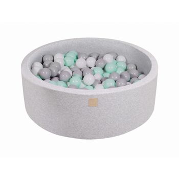 Piscina De Bolas Bebé 90x30 Cm Con 200 Bolas De 7 Cm Certificadas, Algodón, Gris Claro: Menta/gris/blanco Meowbaby