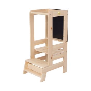 HOMCOM Torre de Aprendizaje para Niños Taburete Infantil con Altura  Ajustable en 3 Posiciones para Cocina Baño 47x47x90 cm Gris