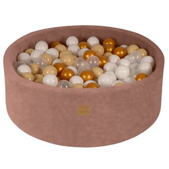 Piscina De Bolas Redonda - Beige 90x30cm, Bolas: Oro/beige/blanco/transparente Meowbaby