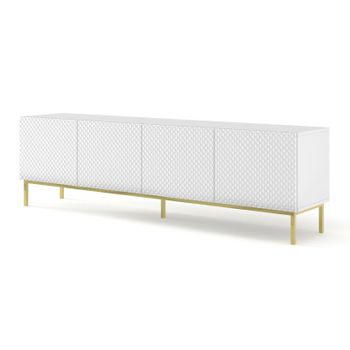 Mesa Tv Ravennac 200x42x58 Blanco & Dorado