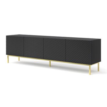 Mesa Tv Ravennac 200x42x58 Negro & Dorado