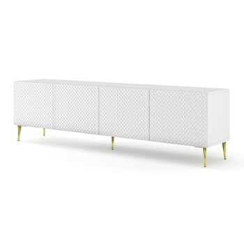 Mesa Tv Ravennac 200x42x56 Blanco & Dorado