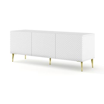 Mesa Tv Ravennac 150x42x56 Blanco & Dorado