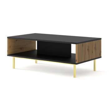 Mesa De Centro Ravennaf 90x60x45 Negro & Crema & Dorado