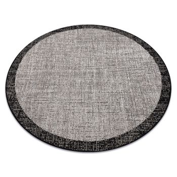 Alfombra De Cuerda Sisal Floorlux Circulo 20401 Marco Plateado/negro Circulo 160 Cm