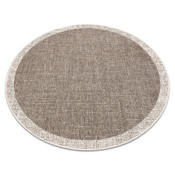 Alfombra De Cuerda Sisal Floorlux Circulo 20401 Marco Gris Pardo / Cha Circulo 160 Cm