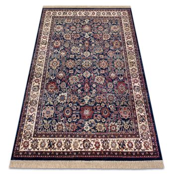 Alfombra Windsor 22991 Ornamento, Cuadro, Franja Azul Oscuro / Marfil 120x170 Cm