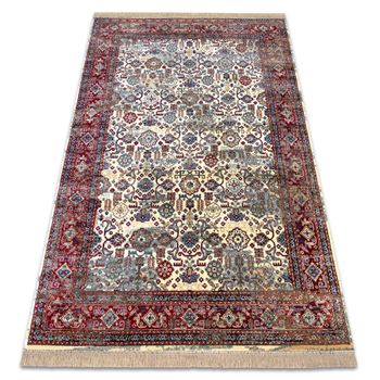 Alfombra Windsor 22993 Ornamento, Vintage, Franja Marfil / Rojo 120x170 Cm