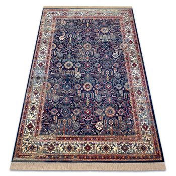 Alfombra Windsor 22993 Ornamento, Vintage, Franja Azul Oscuro / Marfil 120x170 Cm