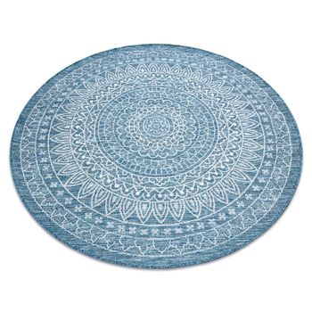 Alfombra De Cuerda Sisal Loft 21207 Rosetón Circulo Boho Marfil/plate Circulo 160 Cm