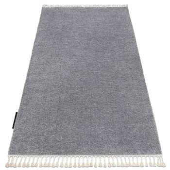 Alfombra Berber 9000 Gris Claro Franjas Bereber Marroquí Shaggy 180x270 Cm