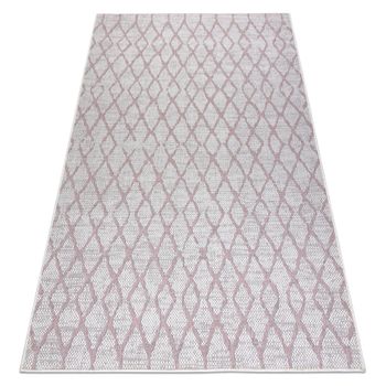 Alfombra Sisal Sion Trellis 22129 Tejido Plano Ecru / Rosado 180x270 Cm