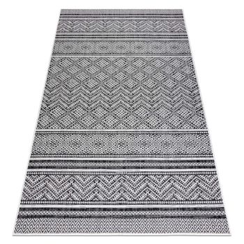 Alfombra Sisal Sion Zigzag, Diamantes Boho 22168 Tejido Plano Negro /  180x270 Cm