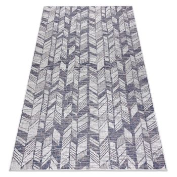 Alfombra Sisal Sion Diseño Espiga 22180 Tejido Plano Ecru / Azul / Ro 180x270 Cm