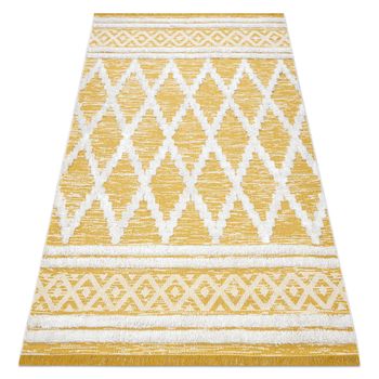 Alfombra Eco Sisal Boho Moroc Diamantes 22297 Franjas - Dos Niveles De 117x170 Cm