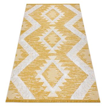 Alfombra Eco Sisal Boho Moroc Diamantes 22312 Franjas - Dos Niveles De 117x170 Cm