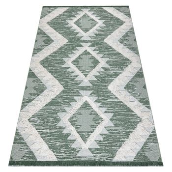 Alfombra Eco Sisal Boho Moroc Diamantes 22312 Franjas - Dos Niveles De 175x270 Cm