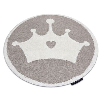 Alfombra Infantil Moderna Joy Circulo Crown, Corona Para Niños - Estr Circulo 140 Cm