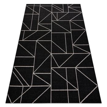 Alfombra De Cuerda Sisal Floorlux 20605 Negro / Plateado Triángulos,  60x110 Cm